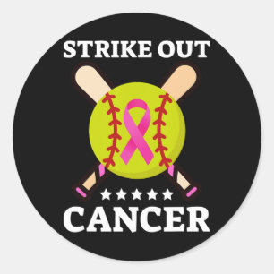 Strike Out Breast Cancer Awareness Day Pink Ribbon Classic Round Sticker