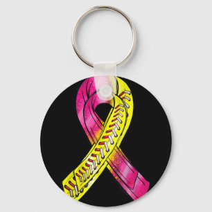 Strike Out Breast Cancer Awareness Day Pink Ribbon Key Ring