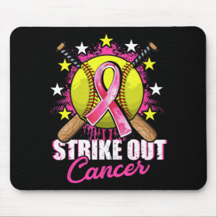 Strike Out Breast Cancer Awareness Day Pink Ribbon Mouse Pad