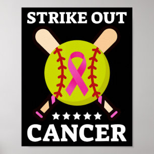 Strike Out Breast Cancer Awareness Day Pink Ribbon Poster
