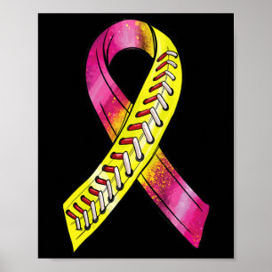 Strike Out Breast Cancer Awareness Day Pink Ribbon Poster