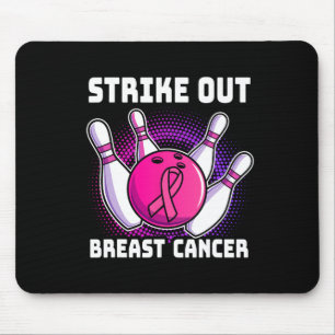 Strike Out Breast Cancer Awareness Pink Ribbon Bow Mouse Pad
