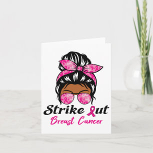 Strike Out Breast Cancer Awareness Pink Ribbon Mes Card