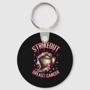 Strike Out Breast Cancer Awareness Sell Player Fig Key Ring