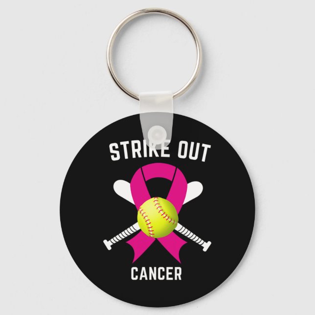 Strike Out Breast Cancer Awareness Softball Fighte Key Ring (Front)