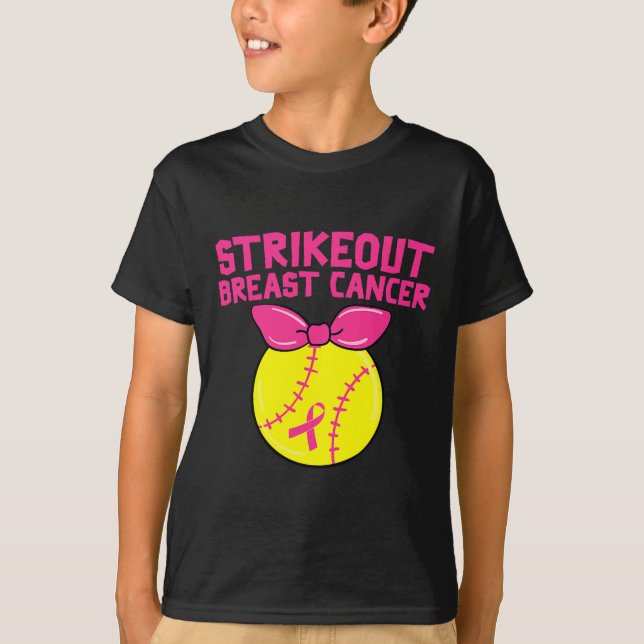 Strike Out Breast Cancer Awareness Softball Fighte T-Shirt (Front)