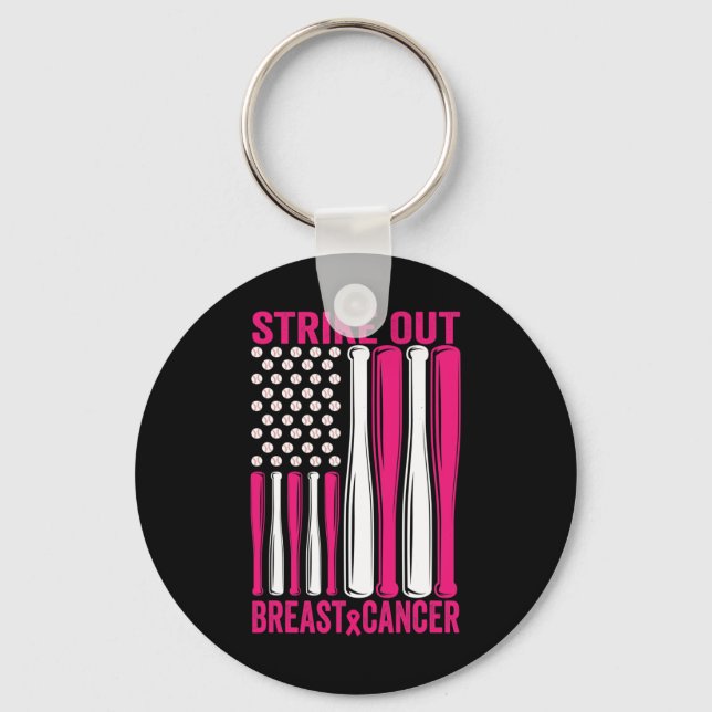 Strike Out Breast Cancer Awareness Softball Us Fla Key Ring (Front)