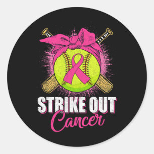 Strike Out Breast Cancer Awareness Softll Pink Rib Classic Round Sticker