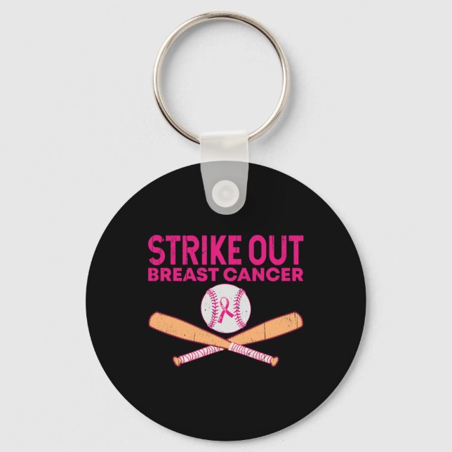 Strike Out Breast Cancer Baseball Breast Cancer Aw Key Ring (Front)