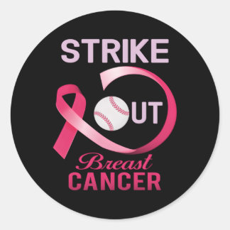 Strike Out Breast Cancer Baseball Cancer Awareness Classic Round Sticker