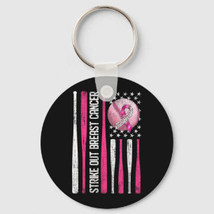 Strike Out Breast Cancer Baseball Fight Awareness Key Ring