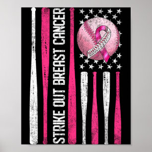 Strike Out Breast Cancer Baseball Fight Awareness Poster