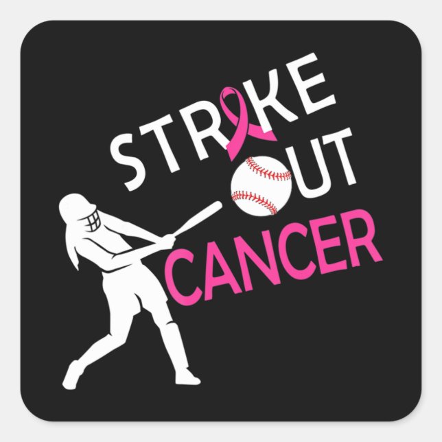 Strike Out Breast Cancer Baseball Fight Awareness  Square Sticker (Front)