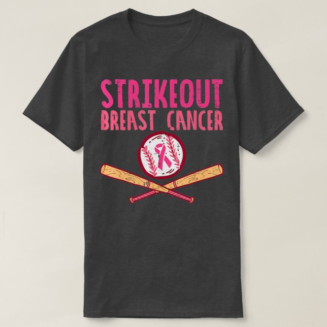 Strike Out Breast Cancer Baseball Fight Awareness  T-Shirt (Design Front)