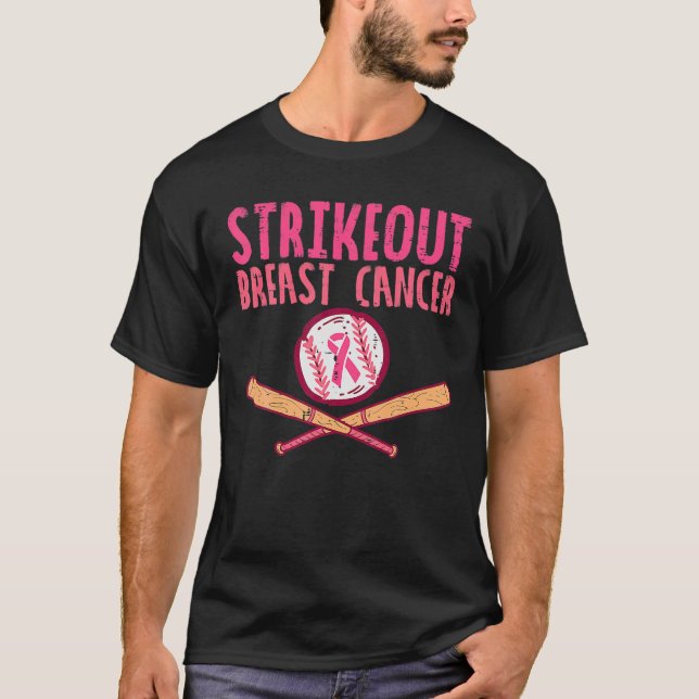 Strike Out Breast Cancer Baseball Fight Awareness T-Shirt (Front)