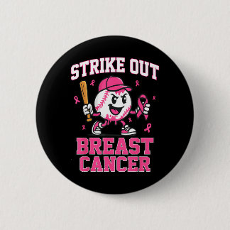 Strike Out Breast Cancer Baseball Ice Cream Drip 6 Cm Round Badge