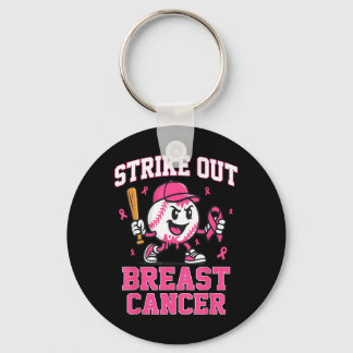 Strike Out Breast Cancer Baseball Ice Cream Drip Key Ring