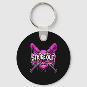 Strike Out Breast Cancer Baseball Softball Drip Ho Key Ring