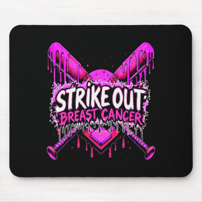 Strike Out Breast Cancer Baseball Softball Drip Ho Mouse Pad (Front)