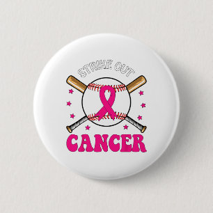 Strike Out Breast Cancer Bysebyll Pink Ribbon 6 Cm Round Badge