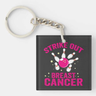 Strike Out Breast Cancer Funny Bowling Sport Gift  Key Ring