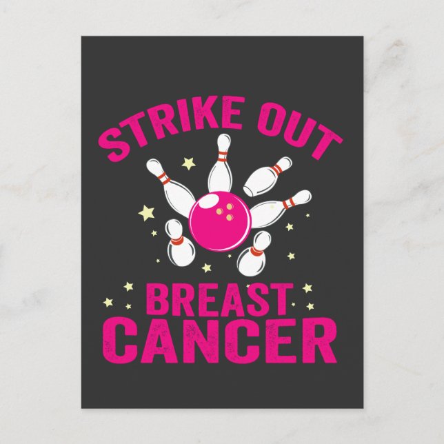 Strike Out Breast Cancer Funny Bowling Sport Gift  Postcard (Front)