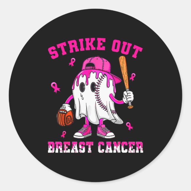 Strike Out Breast Cancer Shirt Boy Baseball Drip N Classic Round Sticker (Front)