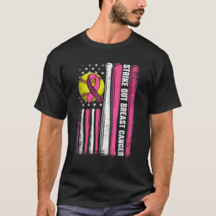 Strike Out Breast Cancer Softball American Flag Wo T-Shirt
