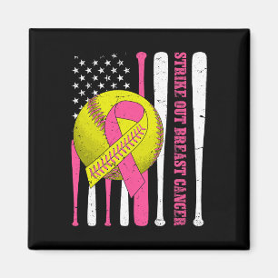 Strike Out Breast Cancer Softll American Flag Wome Magnet