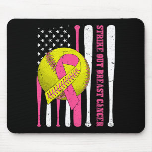 Strike Out Breast Cancer Softll American Flag Wome Mouse Pad