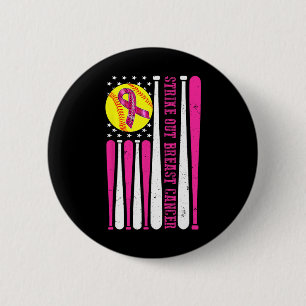 Strike Out Breast Cancer Softll Fight Awareness 6 Cm Round Badge