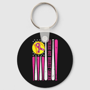 Strike Out Breast Cancer Softll Fight Awareness Key Ring