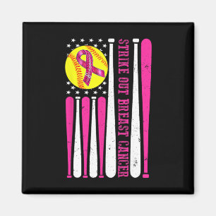 Strike Out Breast Cancer Softll Fight Awareness  Magnet