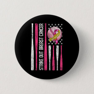 Strike Out Breast Cancer Softll Fight Awareness Me 6 Cm Round Badge