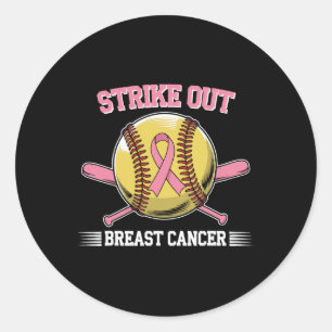 Strike Out Breast Cancer Softll Fight Awareness Me Classic Round Sticker