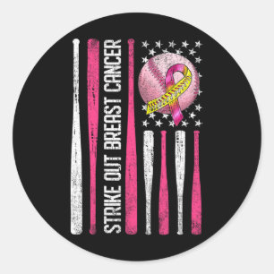 Strike Out Breast Cancer Softll Fight Awareness Me Classic Round Sticker