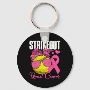 Strike Out Breast Cancer Softll Ll And Pink Ribbon Key Ring