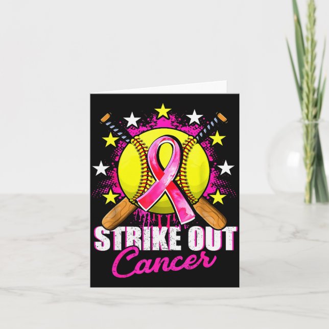 Strike Out Breast Cancer Warrior Softball Nk Ribbo Card (Front)