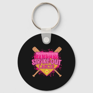 Strike Out Breast Cancer Warrior Softll Drip Home Key Ring
