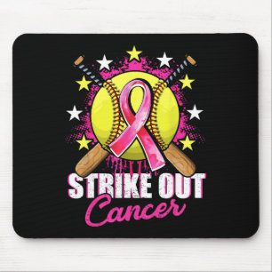 Strike Out Breast Cancer Warrior Softll Pink Ribbo Mouse Pad