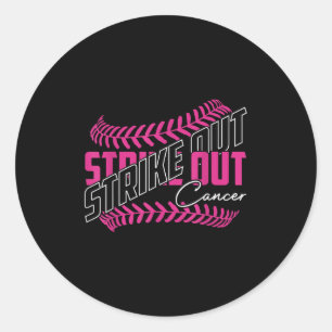Strike Out Cancer Baseball Softball Breast Cancer Classic Round Sticker