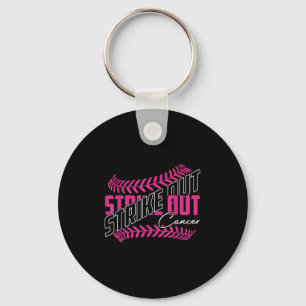 Strike Out Cancer Baseball Softball Breast Cancer Key Ring