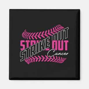 Strike Out Cancer Baseball Softball Breast Cancer Magnet