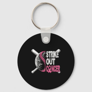 Strike Out Cancer Breast Cancer Awareness Baseball Key Ring