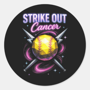 Strike Out Cancer - Breast Cancer Softll Support Classic Round Sticker