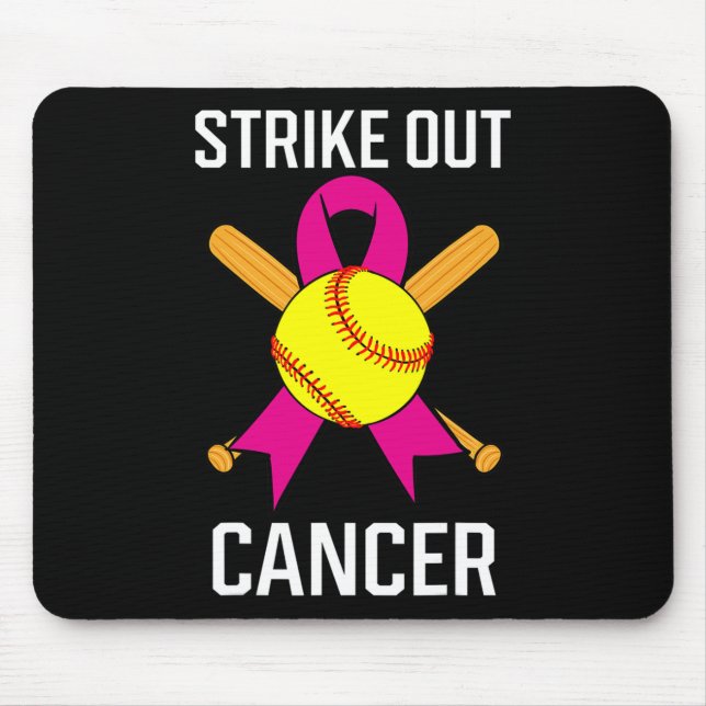 Strike Out Cancer Softball Ball Pink Ribbon Game C Mouse Pad (Front)