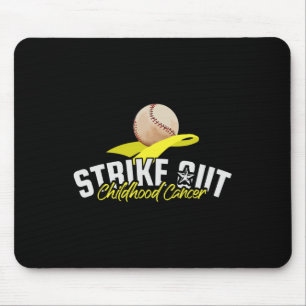 Strike Out Childhood Cancer Awareness Gold Ribbon Mouse Pad