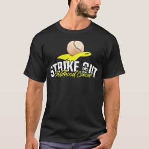 Strike Out Childhood Cancer Awareness Gold Ribbon  T-Shirt