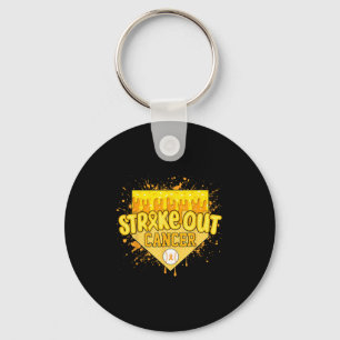 Strike Out Childhood Cancer Boys Baseball Drip Gol Key Ring