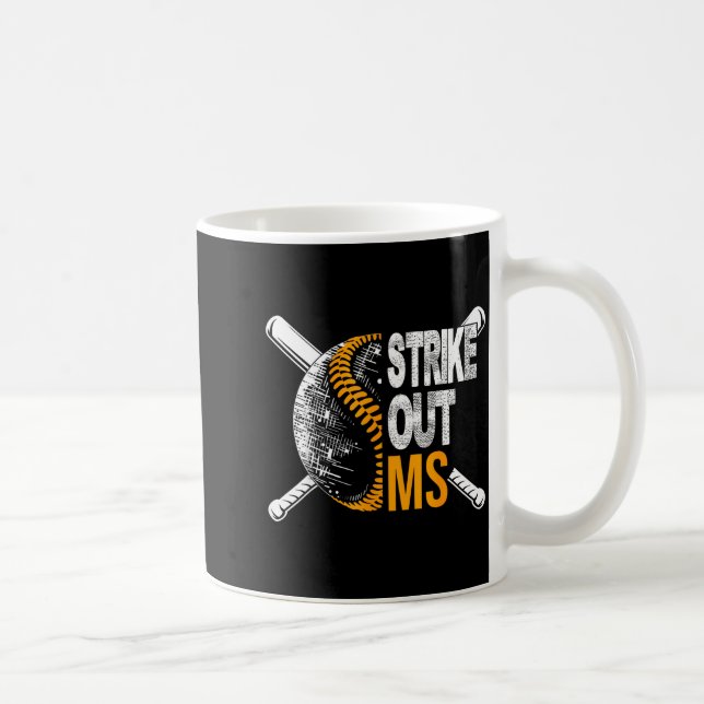 Strike Out Ms Multiple Sclerosis Awareness Orange  Coffee Mug (Right)